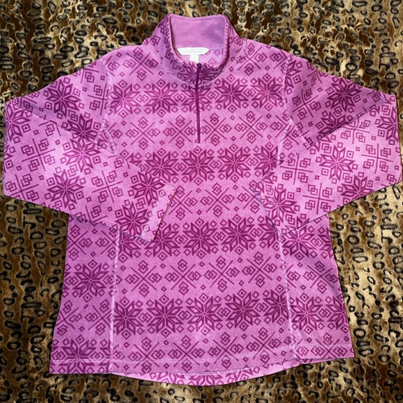 Gander Mountain Guide Series Purple Snowflake Fleece Quarter Zip (Retail $40) - Picture 1 of 6